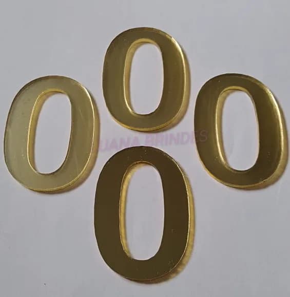 Aplique do Número 0 em Acrílico Espelhado Dourado - 5cm