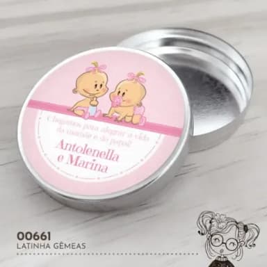 Latinha Adesivada Nascimento Gêmeas - 00661