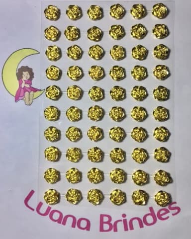 Cartela de Flor Dourada de Abs Pequena Adesivada 3 Cartelas