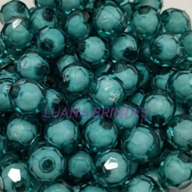 Bolinha Facetada Com Miolo Verde Escuro 10mm Pct 50 Uniidade