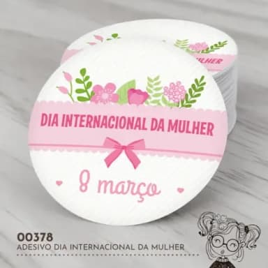 Adesivo Redondo Dia Internacional da Mulher - 00378