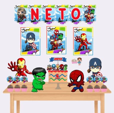 Kit Festa Só Um Bolinho OS VINGADORES - Decoração de Festa