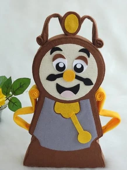 Relógio Horloge em Feltro - Personagem da Bela e a Fera