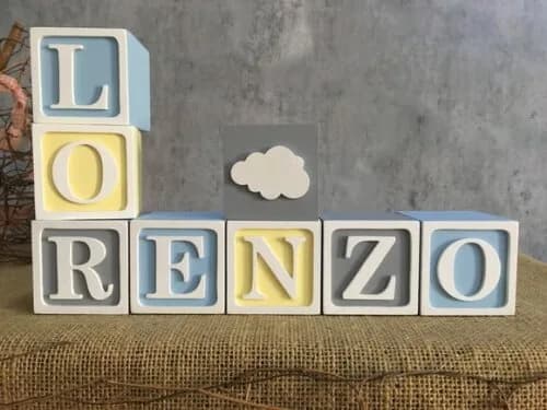 Decoração Bebê - Cubos 6x6cm Ts Nuvem