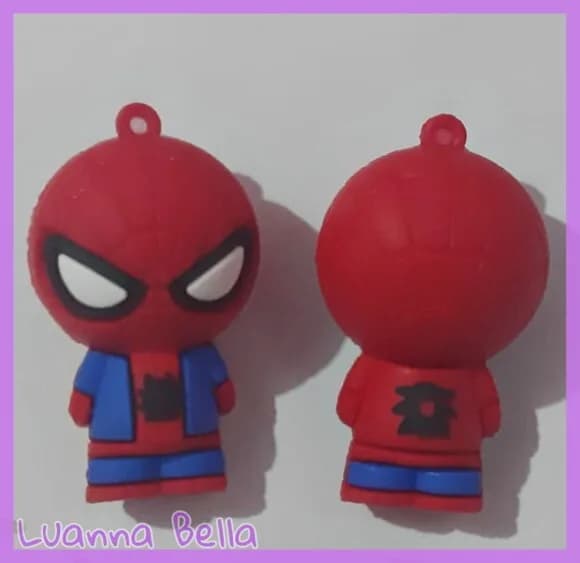 Pingente Homem Aranha de Borracha 5cm - Pct c/2 Unid