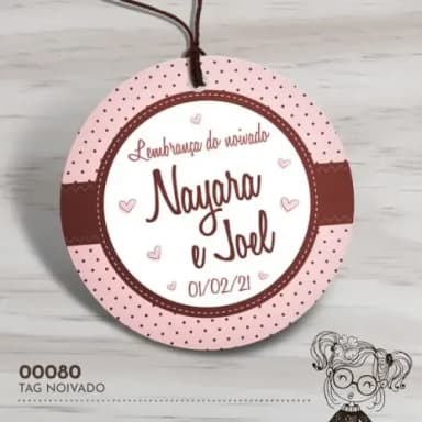 Tag Redonda Noivado Corações - 00080