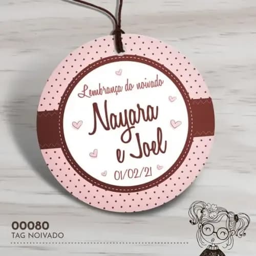 Tag Redonda Noivado Corações - 00080