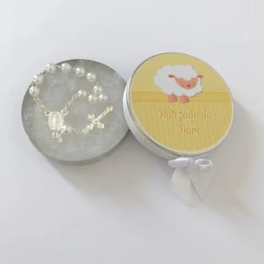 Lembrancinha Batizado com Mini Terço Ovelha