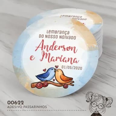 Adesivo Redondo Passarinhos - 00622