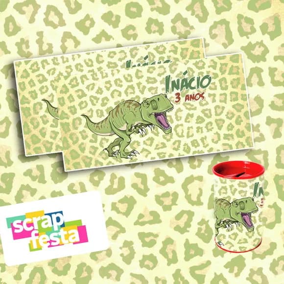 Cofrinho Personalizado Festa Dinossauro
