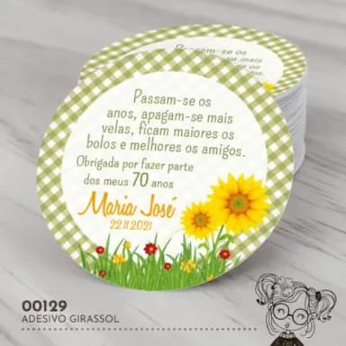 Adesivo Redondo Girassol - 00129