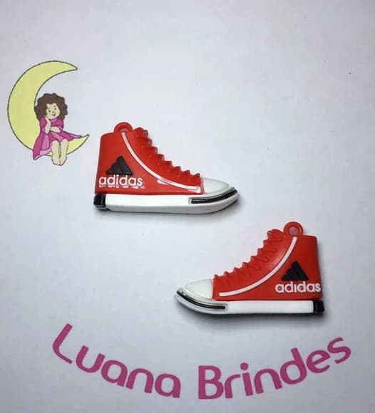Pingente Tênis Vermelho Emborrachado 3d Pct C/2un