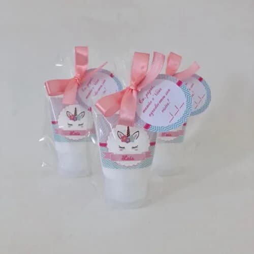 Álcool gel 70% Lembrancinha Maternidade Unicórnio