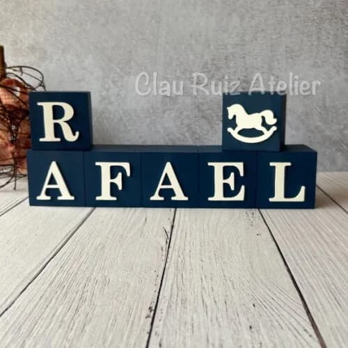 Cubos 6x6 Decoração Bebê Cavalinho de Balanço