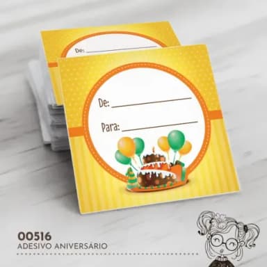Adesivo Quadrado Feliz Aniversário - 00516