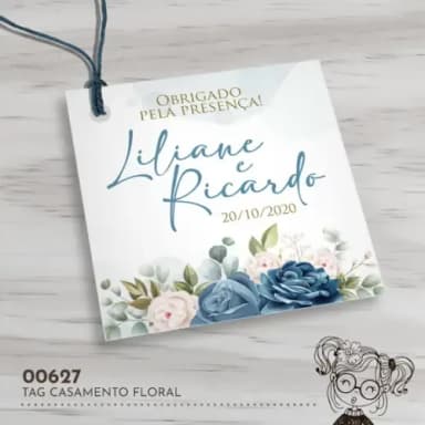 Tag Quadrada Casamento Floral - 00627