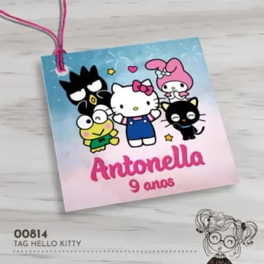 Tag Quadrada Hello Kitty - 00814