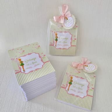 Lembrancinha Mini Bloco personalizado Tinker Bell