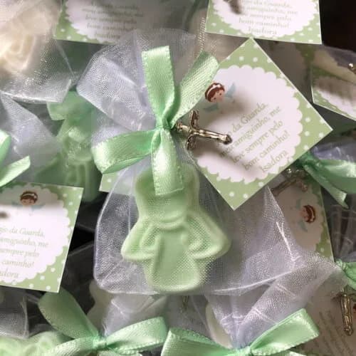 Lembrancinha Batizado Sabonete Anjinho Verde Água