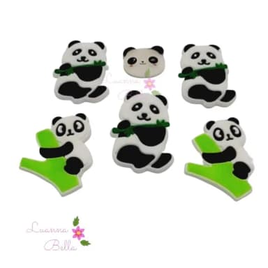 Apliques Emborrachados Pandas- pacts c/6 unds