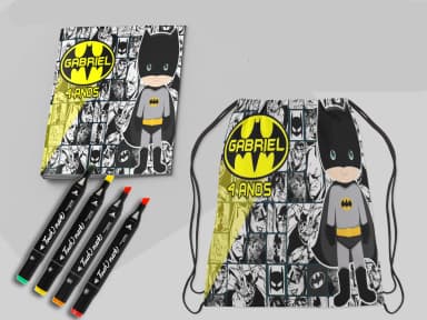Kit Mochila e Revista de colorir com Canetinhas do Batman