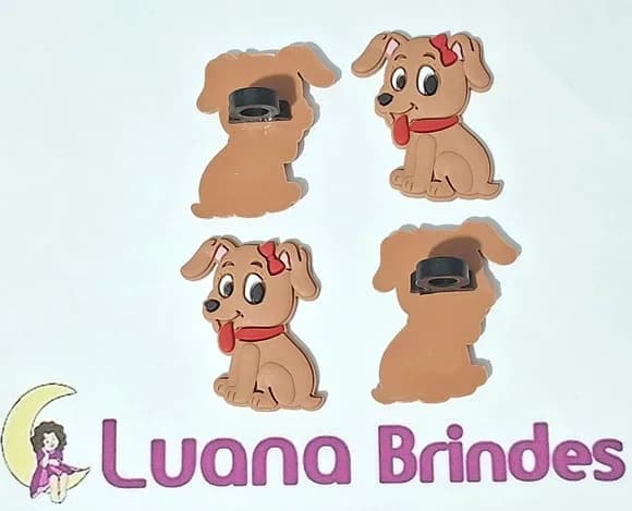 Ponteira para Lápis Cachorrinha Marrom Pacotes com 6 Peças