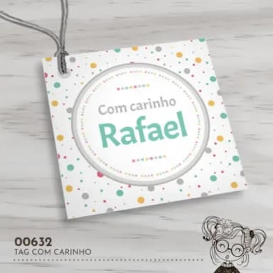 Tag Quadrada com Carinho - 00632