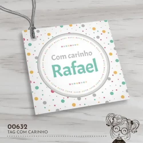 Tag Quadrada com Carinho - 00632