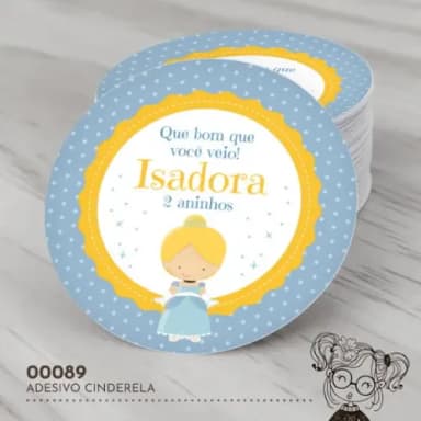 Adesivo Redondo Cinderela - 00089