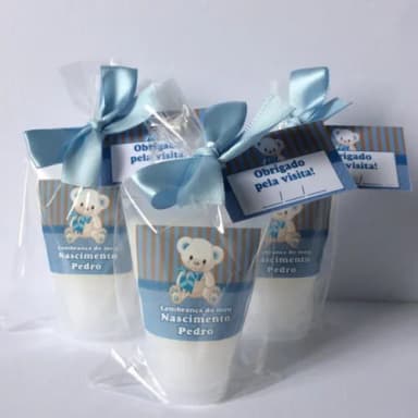 Lembrancinha Maternidade Hidratante Ursinho Azul e Marrom