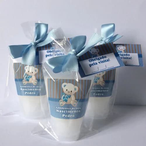 Lembrancinha Maternidade Hidratante Ursinho Azul e Marrom