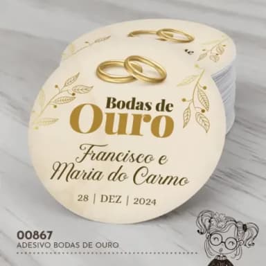 Adesivo Redondo Bodas de Ouro - 00867