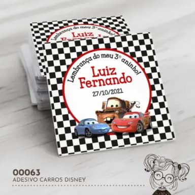 Adesivo Quadrado Carros Disney - 00063