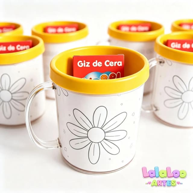 Caneca para Colorir Margaridas