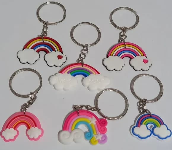 Chaveiros Arco Iris Variados de Borracha - Pct C/20 Unidades