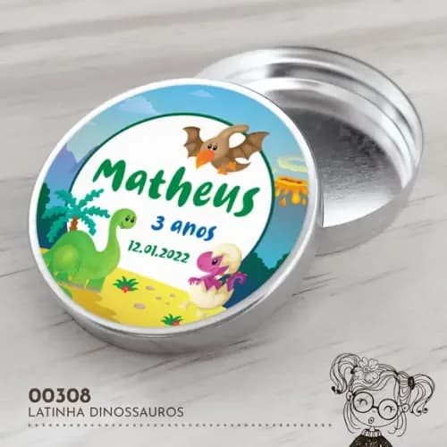 Latinha Adesivada Dinossauros - 00308