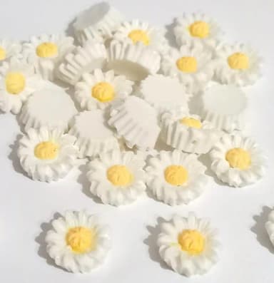 Apliques Girassol Branco com Furo Passante - 10 Peças