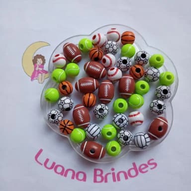 Bolinha Esporte Acrilica Passante 12mm Pct 30 Unidades
