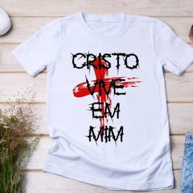 Camiseta Religiosa Cristo Vive em Mim