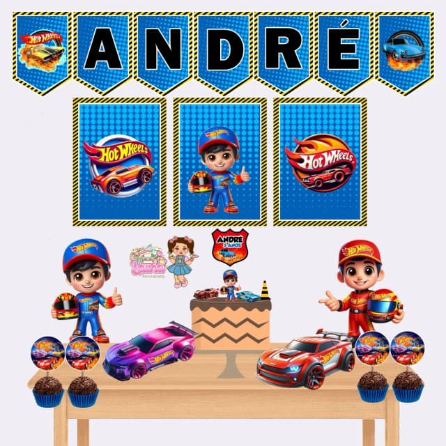 Kit Festa Só Um Bolinho HOTWEELS - Decoração de Festa