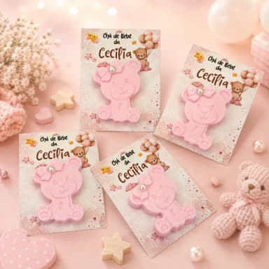 25 uni Lembrancinhas Mini Sabonete Ursinha Rosa Perfumado no Cartão Aniversário, Casamento, Chá de Bebê, Batizado e etc.