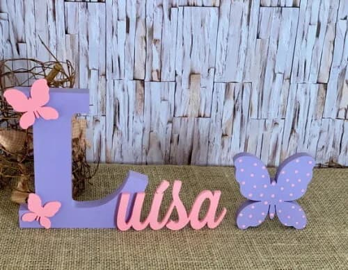 Decoração Bebê - Jardim Encantado - Nome + Borboleta de Mesa