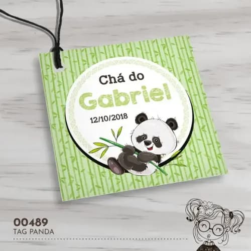 Tag Quadrada Panda - 00489