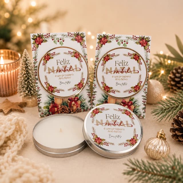 20 unidades de Vela Aromática na latinha Personalizada Natal - - Trabalhamos com qualquer tema - Informar o tema no chat