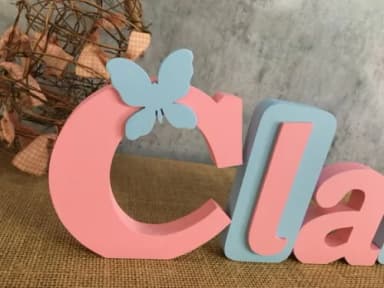 Letras de MDF -Nomes Blocos Borboleta
