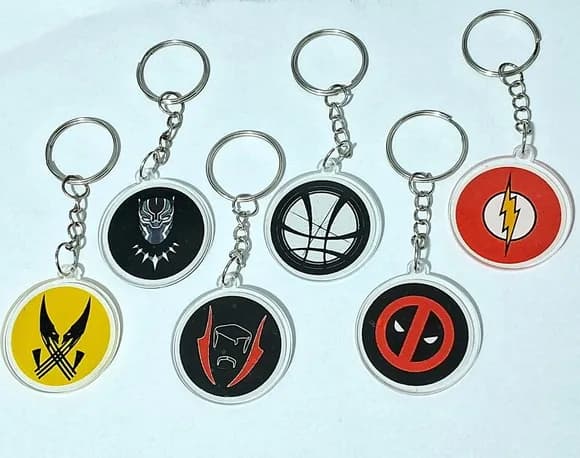 Chaveiro Símbolos Heróis Marvel Acrílico Pct C/6 Unidades