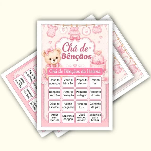 Bingo Chá de Bênçãos Menina PDF Para Imprimir