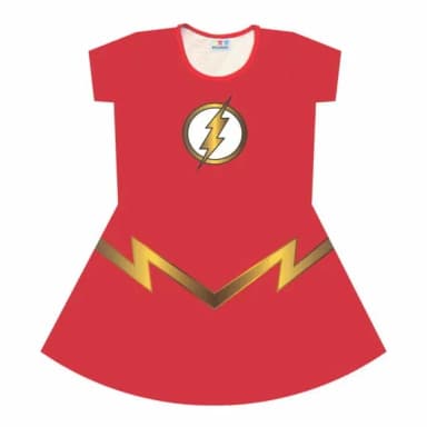 Vestido Infantil Fantasia Flash Feminino Temático
