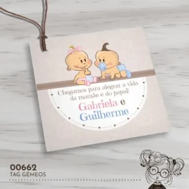 Tag Quadrada Nascimento Gêmeos - 00662