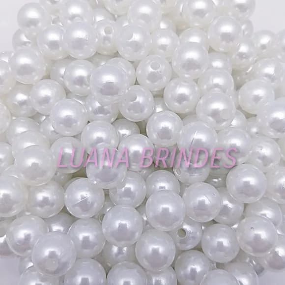Pérolas Lisa Branca - 12mm - pct c/ 50 unidades